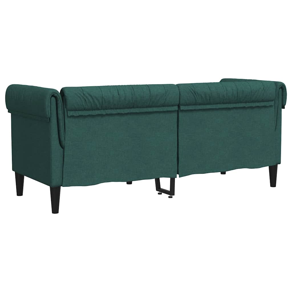 vidaXL Sofa Chesterfield, dwuosobowa, ciemnozielona, obita tkaniną