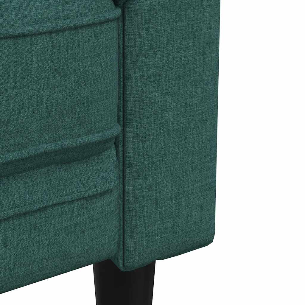 vidaXL Sofa Chesterfield, dwuosobowa, ciemnozielona, obita tkaniną