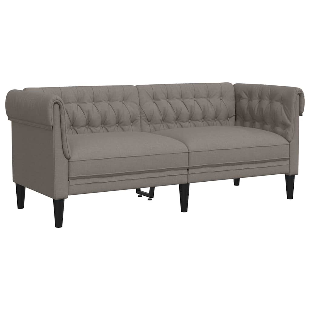 vidaXL Sofa Chesterfield, dwuosobowa, kolor taupe, obita tkaniną