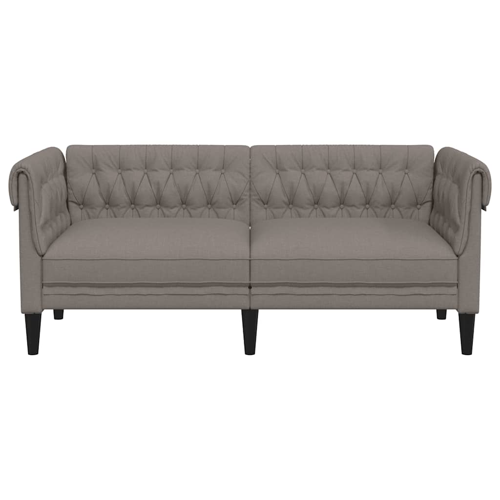 vidaXL Sofa Chesterfield, dwuosobowa, kolor taupe, obita tkaniną