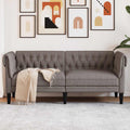vidaXL Sofa Chesterfield, dwuosobowa, kolor taupe, obita tkaniną