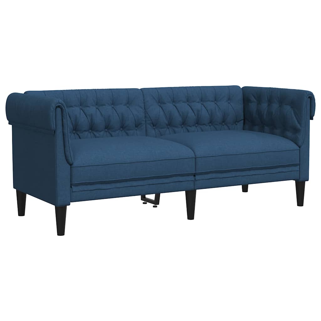 vidaXL Sofa Chesterfield, dwuosobowa, niebieska, obita tkaniną