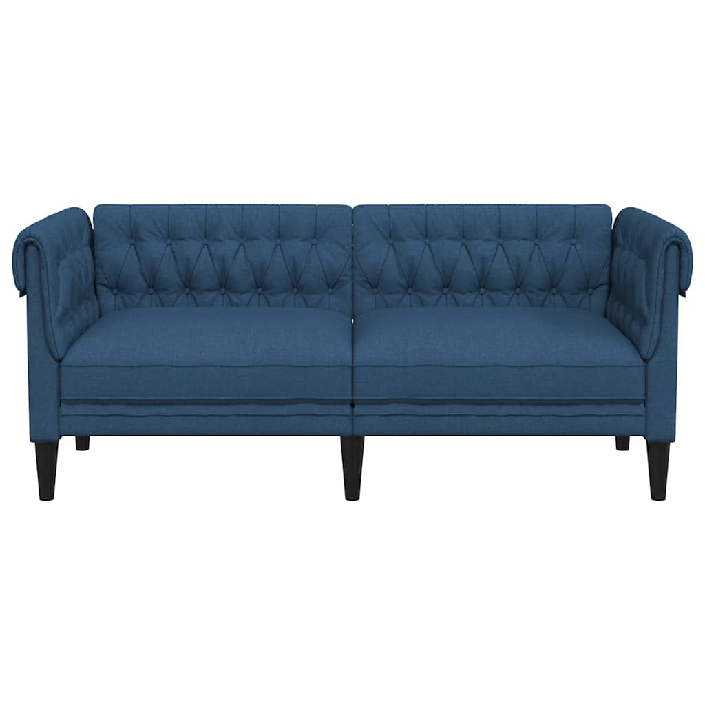 vidaXL Sofa Chesterfield, dwuosobowa, niebieska, obita tkaniną