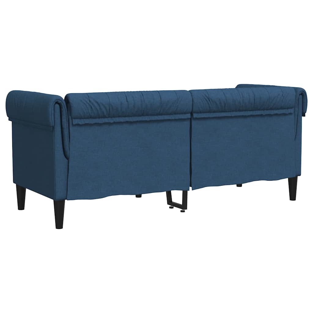 vidaXL Sofa Chesterfield, dwuosobowa, niebieska, obita tkaniną