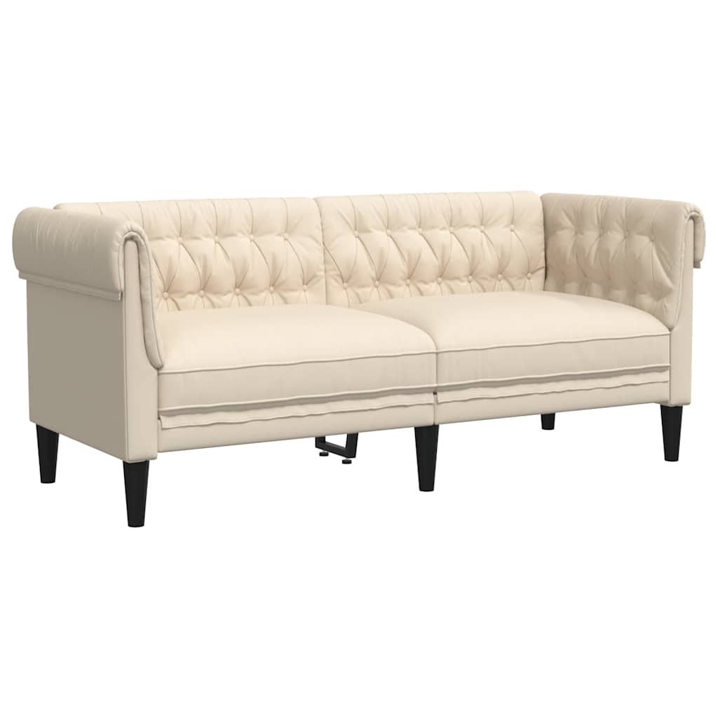 vidaXL Sofa Chesterfield dwuosobowa, obita lnem