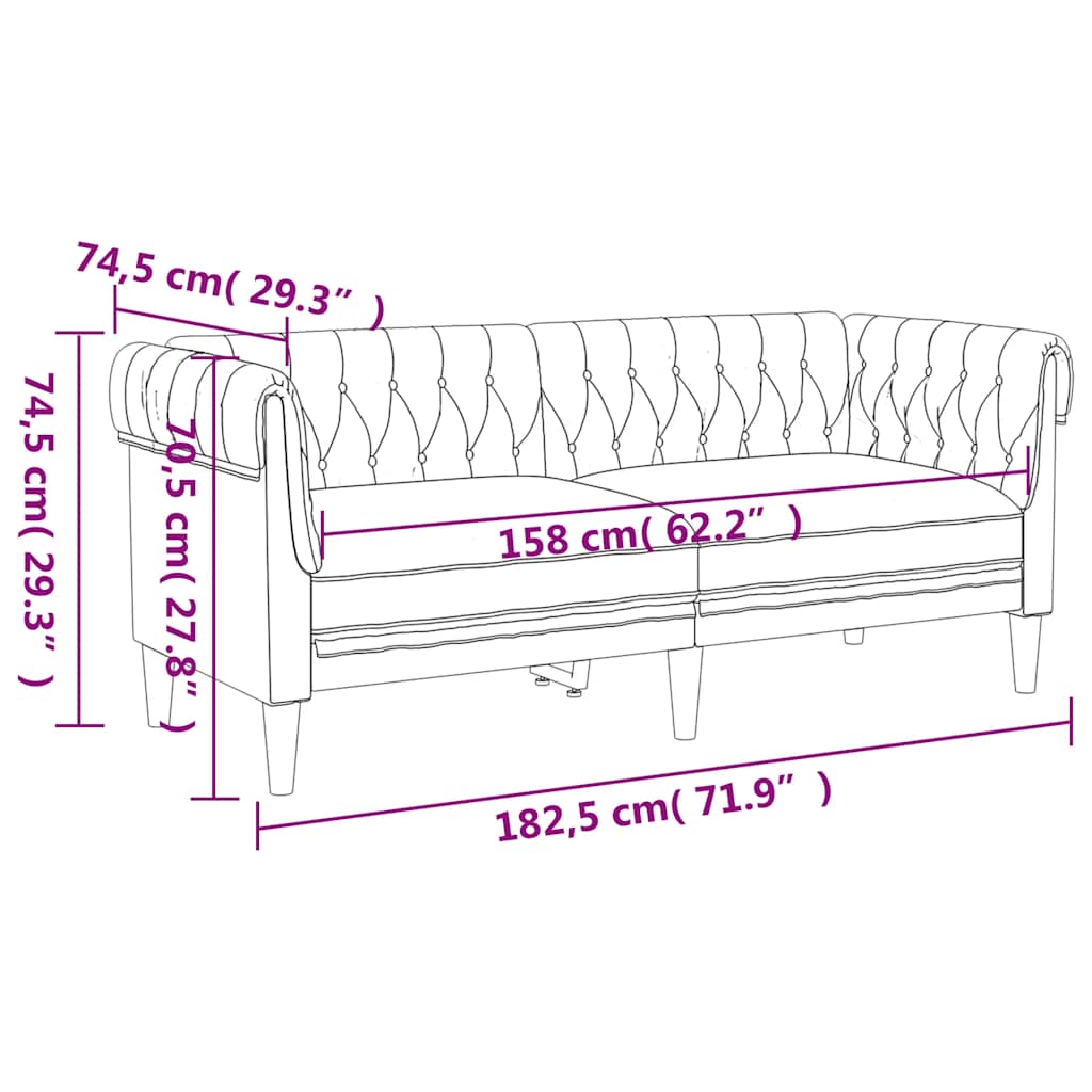 vidaXL Sofa Chesterfield dwuosobowa, obita lnem