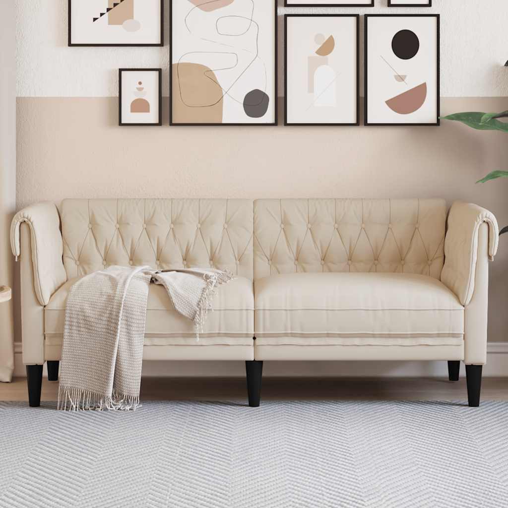 vidaXL Sofa Chesterfield dwuosobowa, obita lnem