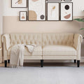vidaXL Sofa Chesterfield dwuosobowa, obita lnem