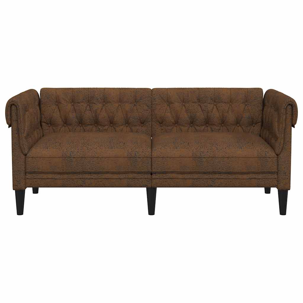 vidaXL Sofa Chesterfield, dwuosobowa, brązowa, obita tkaniną