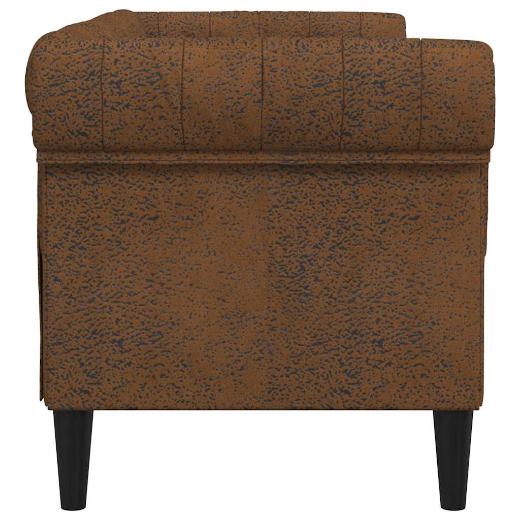vidaXL Sofa Chesterfield, dwuosobowa, brązowa, obita tkaniną