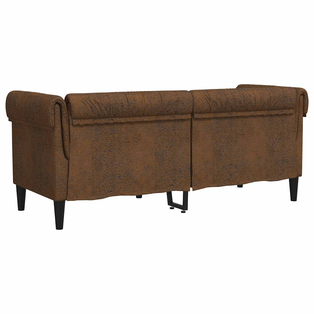 vidaXL Sofa Chesterfield, dwuosobowa, brązowa, obita tkaniną