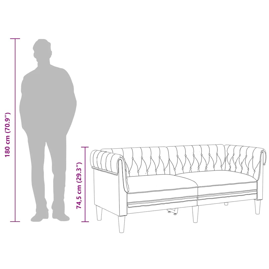 vidaXL Sofa Chesterfield, dwuosobowa, brązowa, obita tkaniną