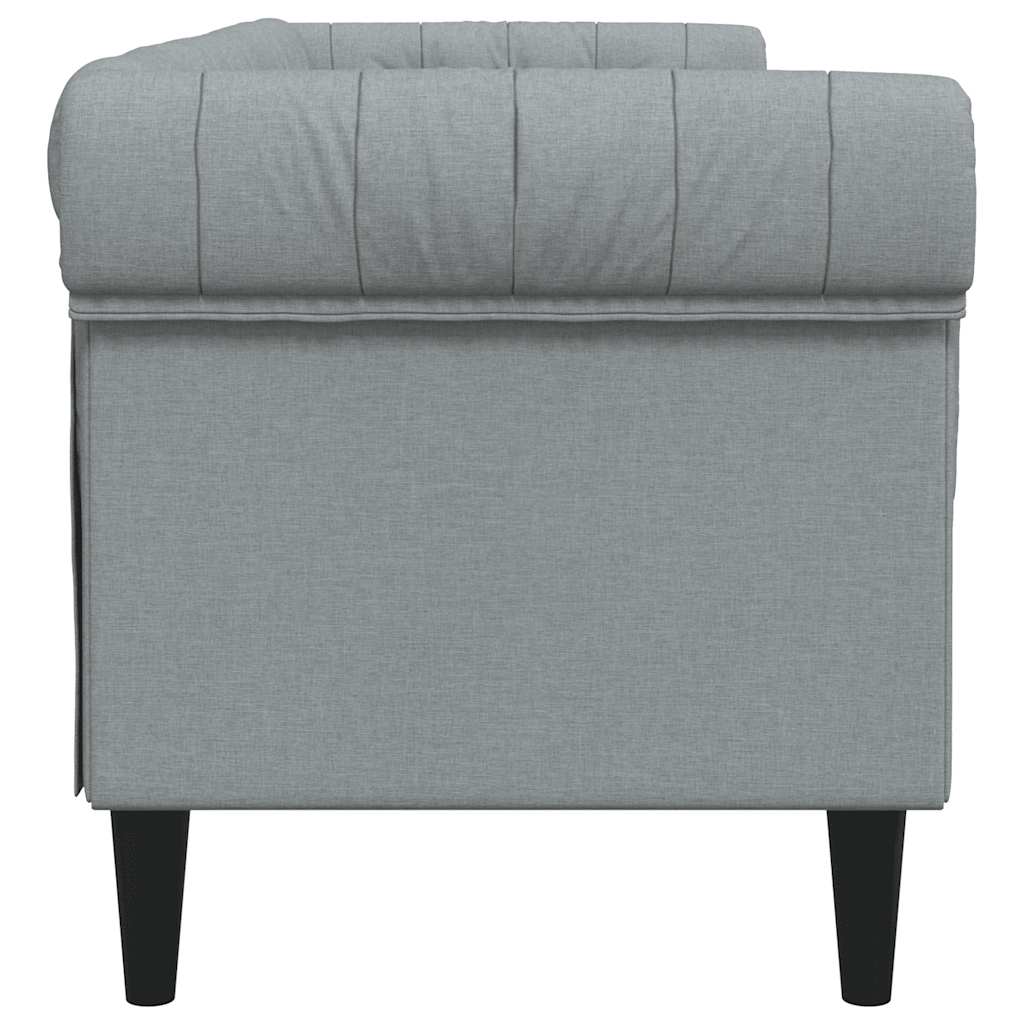 vidaXL Sofa Chesterfield, trzyosobowa, jasnoszara, obita tkaniną