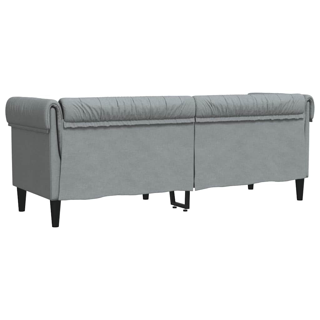 vidaXL Sofa Chesterfield, trzyosobowa, jasnoszara, obita tkaniną
