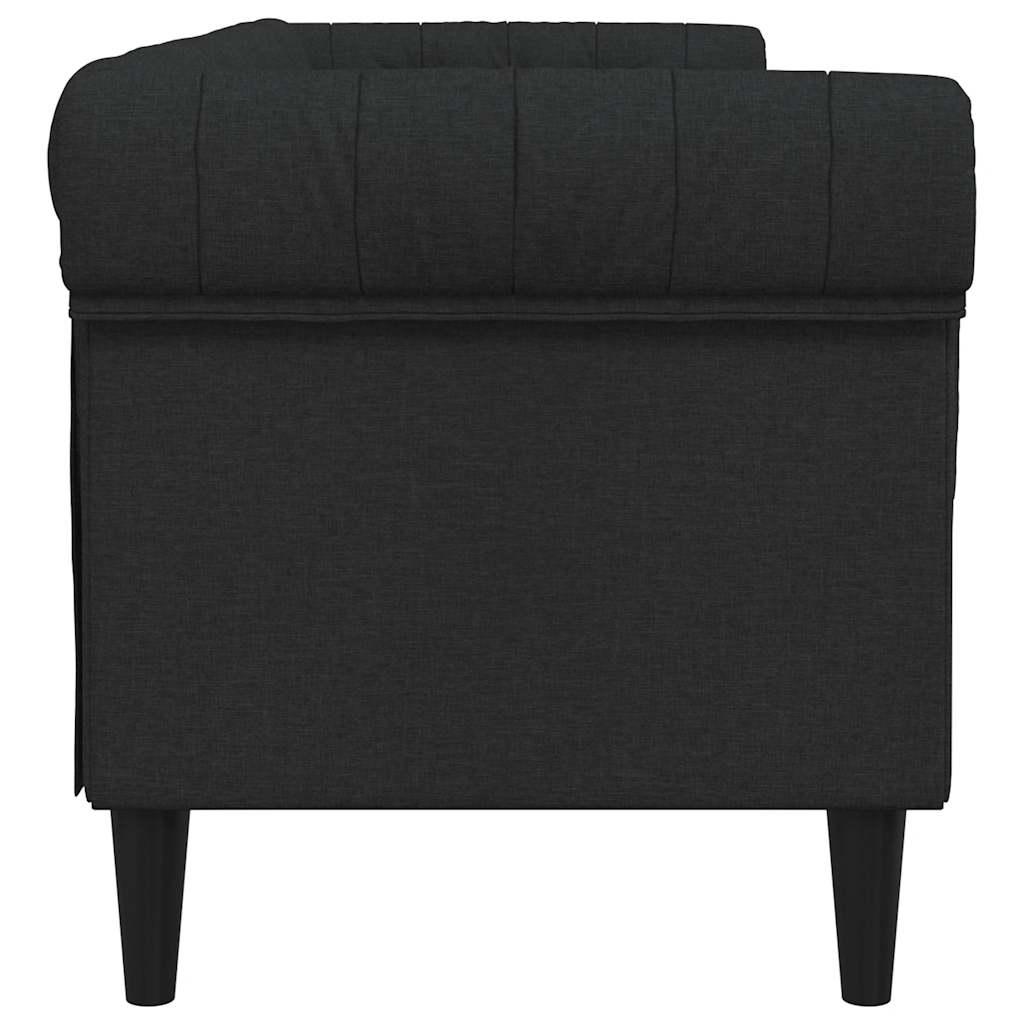 vidaXL Sofa Chesterfield, trzyosobowa, czarna, obita tkaniną