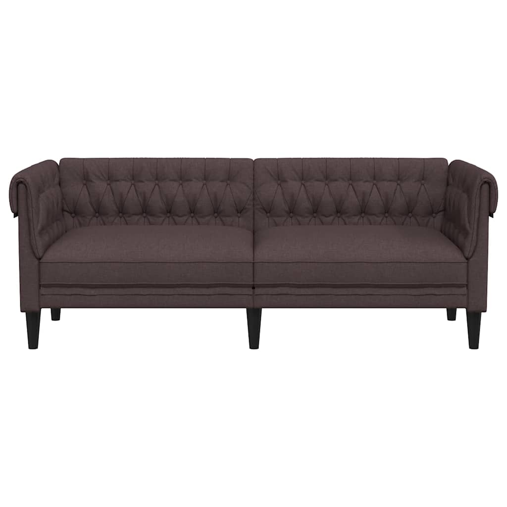 vidaXL Sofa Chesterfield, trzyosobowa, ciemnobrązowa, obita tkaniną