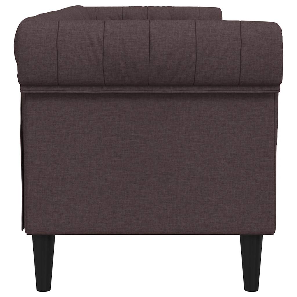 vidaXL Sofa Chesterfield, trzyosobowa, ciemnobrązowa, obita tkaniną