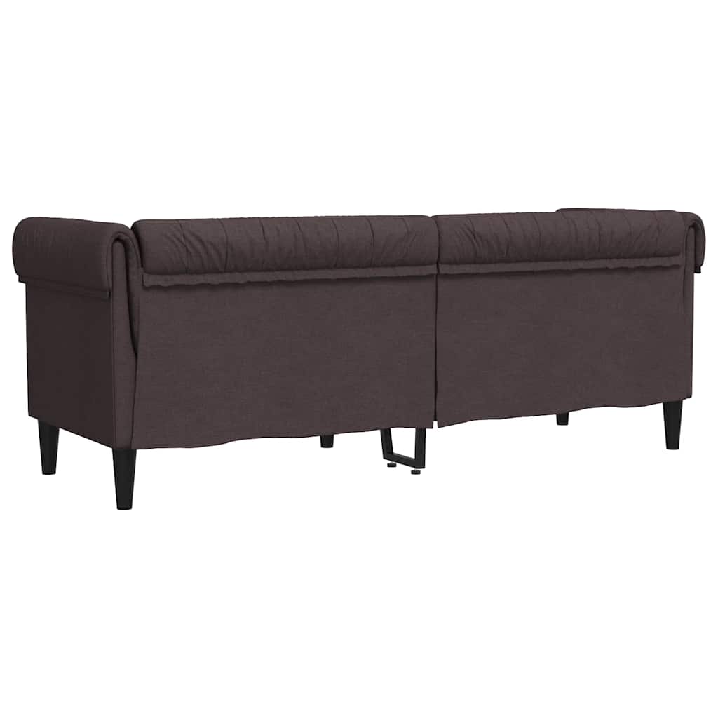 vidaXL Sofa Chesterfield, trzyosobowa, ciemnobrązowa, obita tkaniną