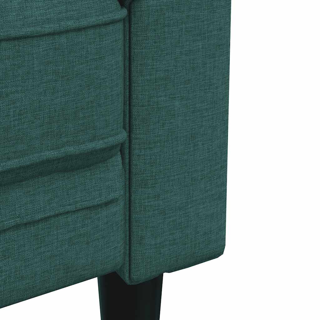 vidaXL Sofa Chesterfield, trzyosobowa, ciemnozielona, obita tkaniną