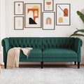 vidaXL Sofa Chesterfield, trzyosobowa, ciemnozielona, obita tkaniną