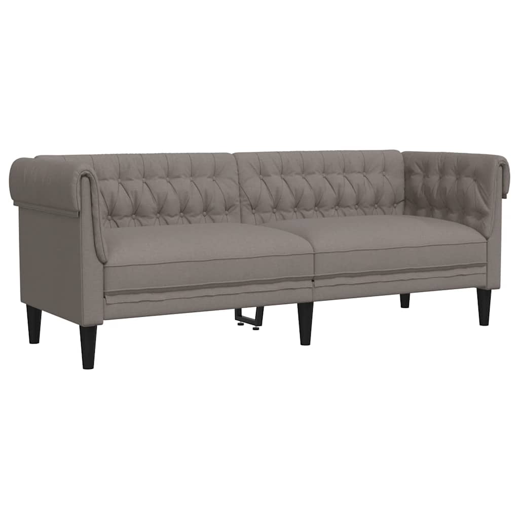 vidaXL Sofa Chesterfield, trzyosobowa, kolor taupe, obita tkaniną