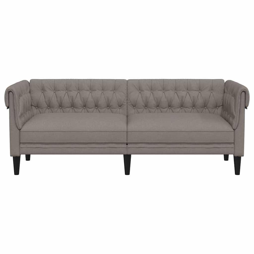 vidaXL Sofa Chesterfield, trzyosobowa, kolor taupe, obita tkaniną