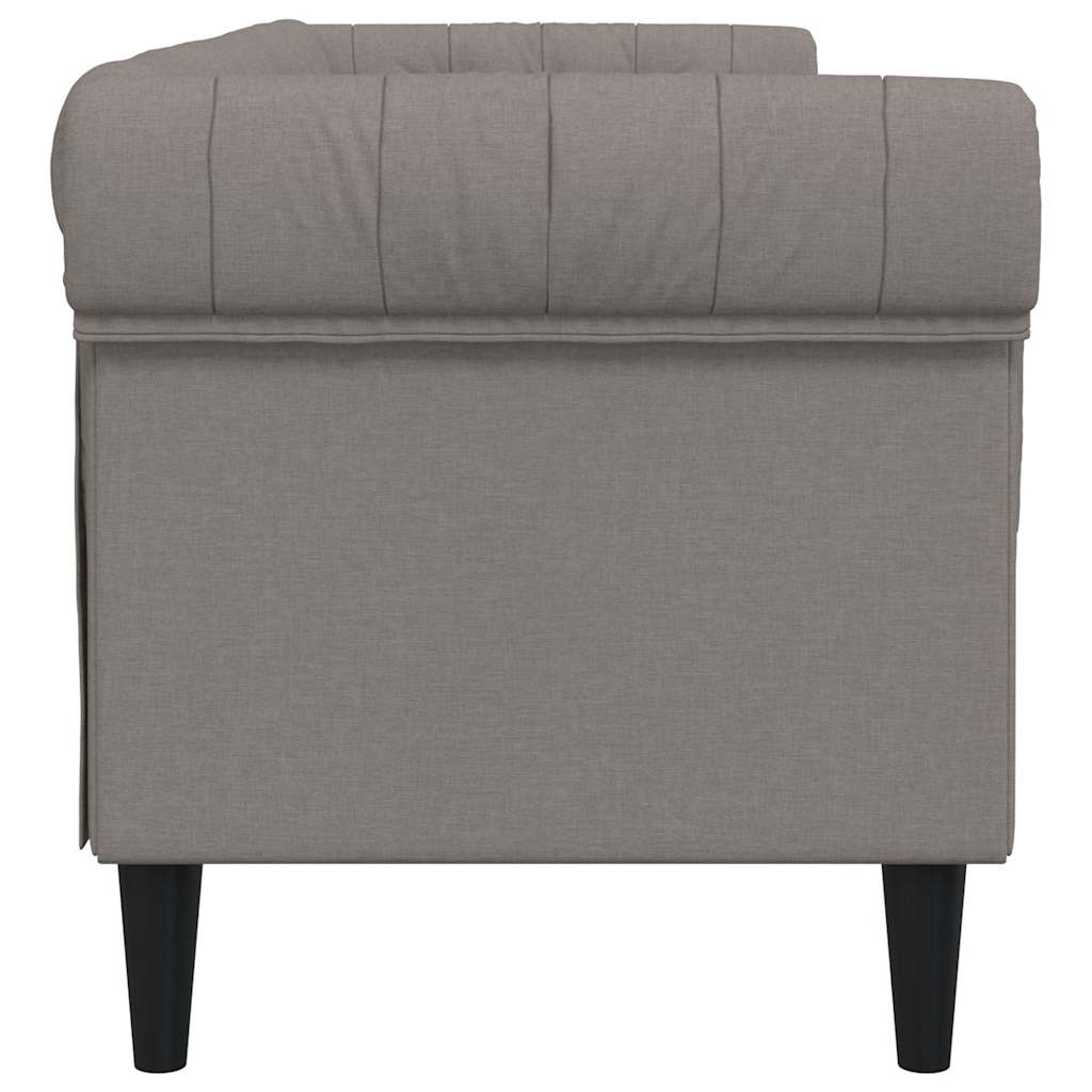 vidaXL Sofa Chesterfield, trzyosobowa, kolor taupe, obita tkaniną
