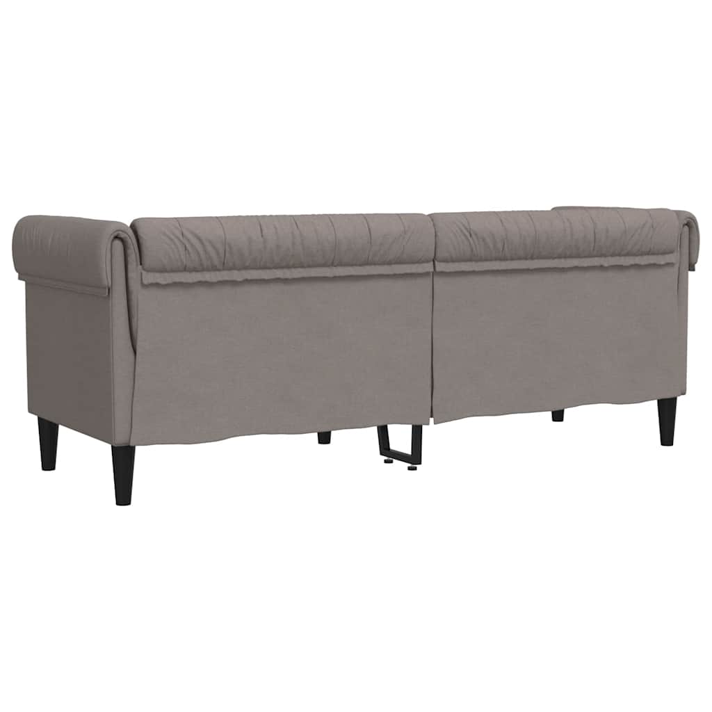 vidaXL Sofa Chesterfield, trzyosobowa, kolor taupe, obita tkaniną