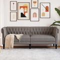vidaXL Sofa Chesterfield, trzyosobowa, kolor taupe, obita tkaniną