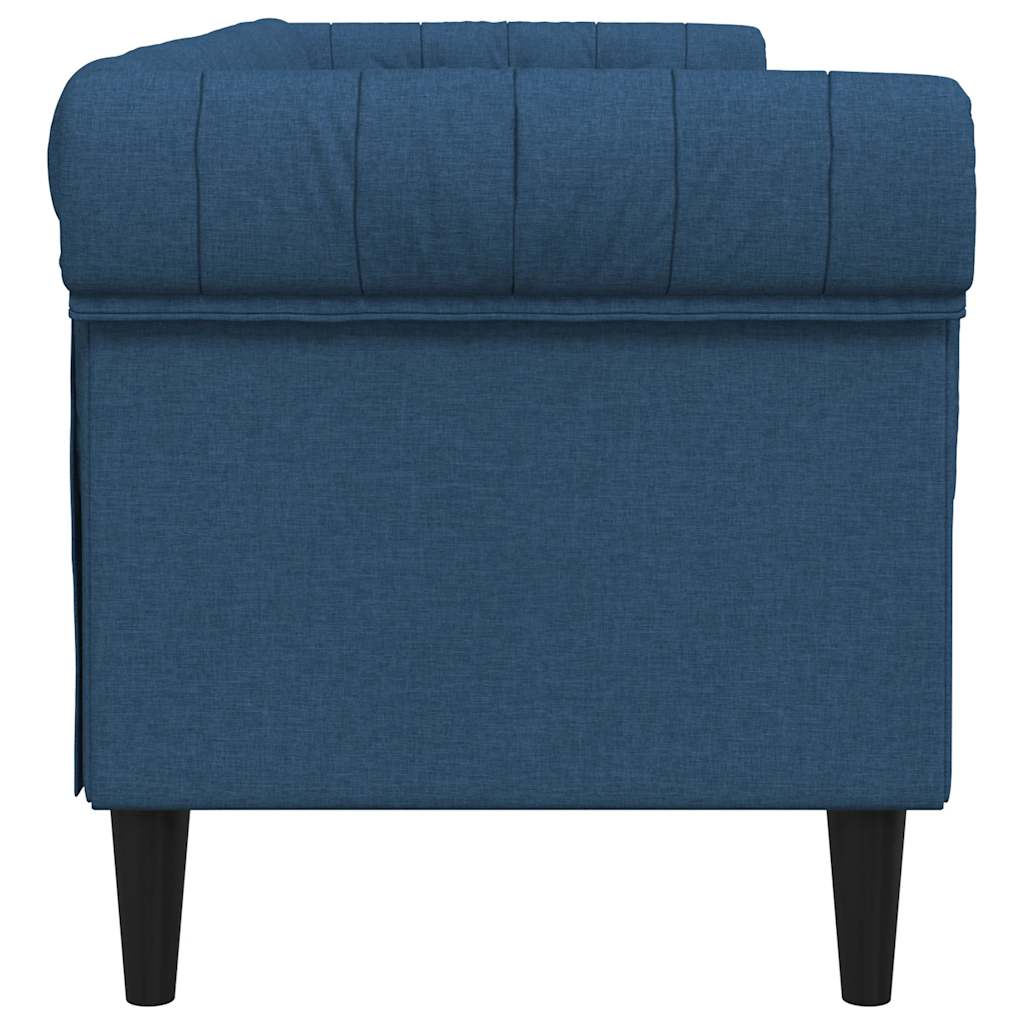 vidaXL Sofa Chesterfield, trzyosobowa, niebieska, obita tkaniną
