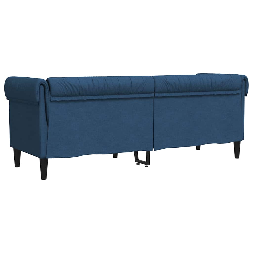 vidaXL Sofa Chesterfield, trzyosobowa, niebieska, obita tkaniną