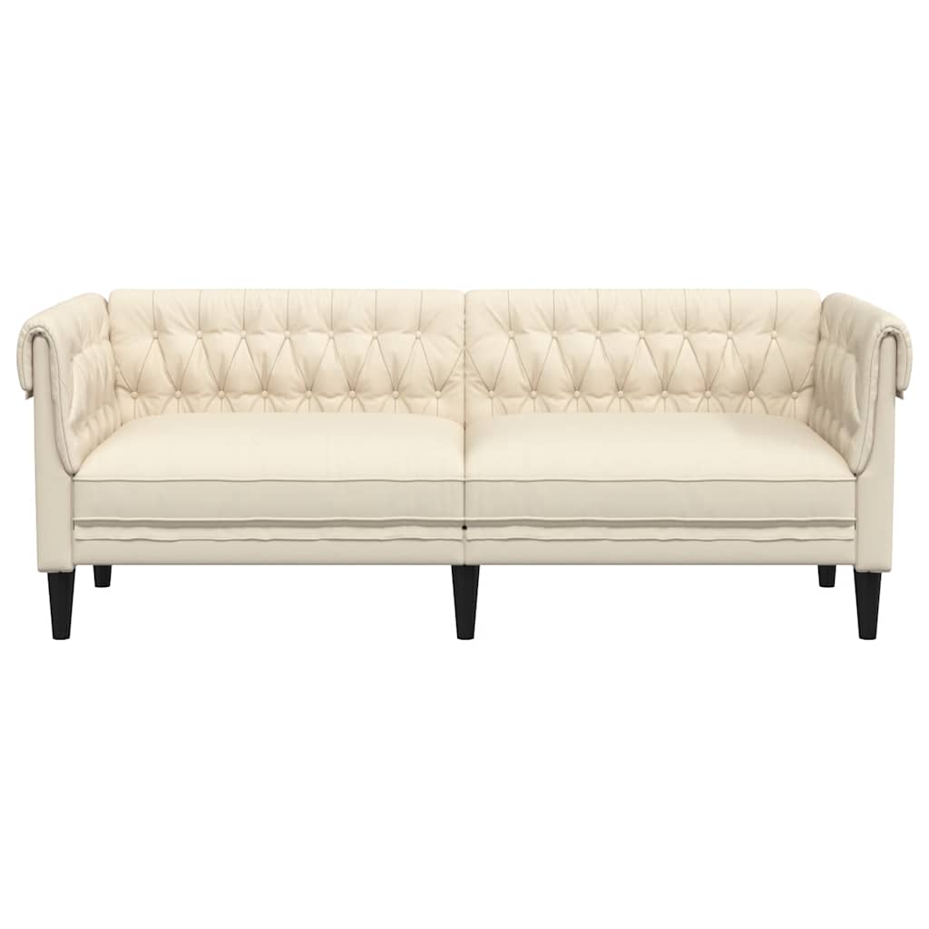 vidaXL Sofa Chesterfield trzyosobowa, obita lnem