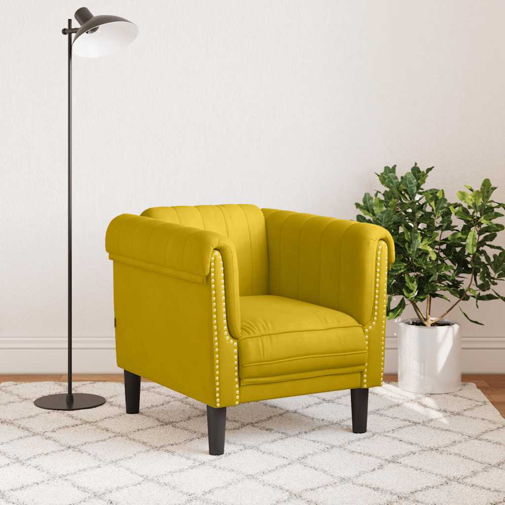 vidaXL Fotel, żółty, tapicerowany aksamitem