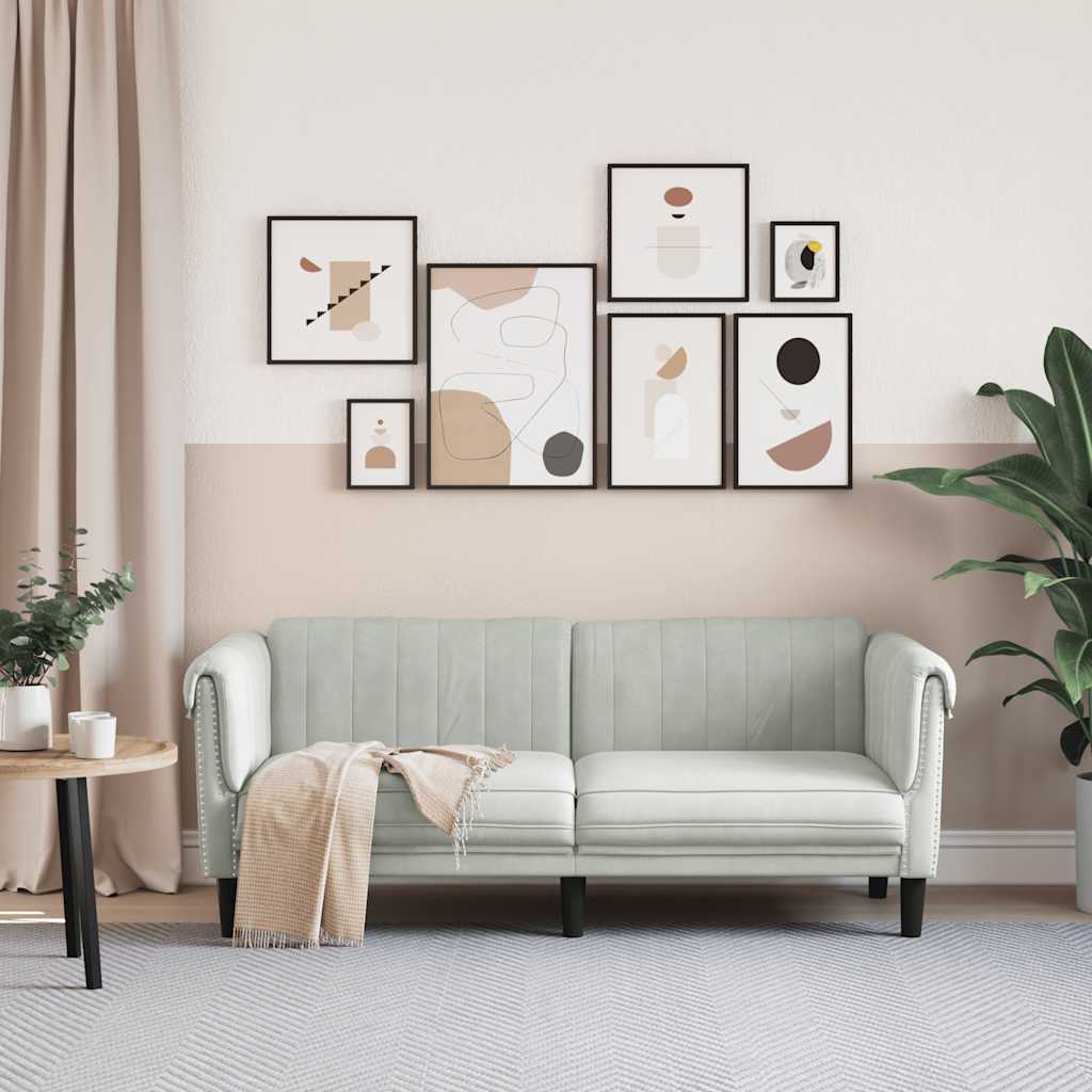 vidaXL Sofa dwuosobowa, jasnoszara, aksamit