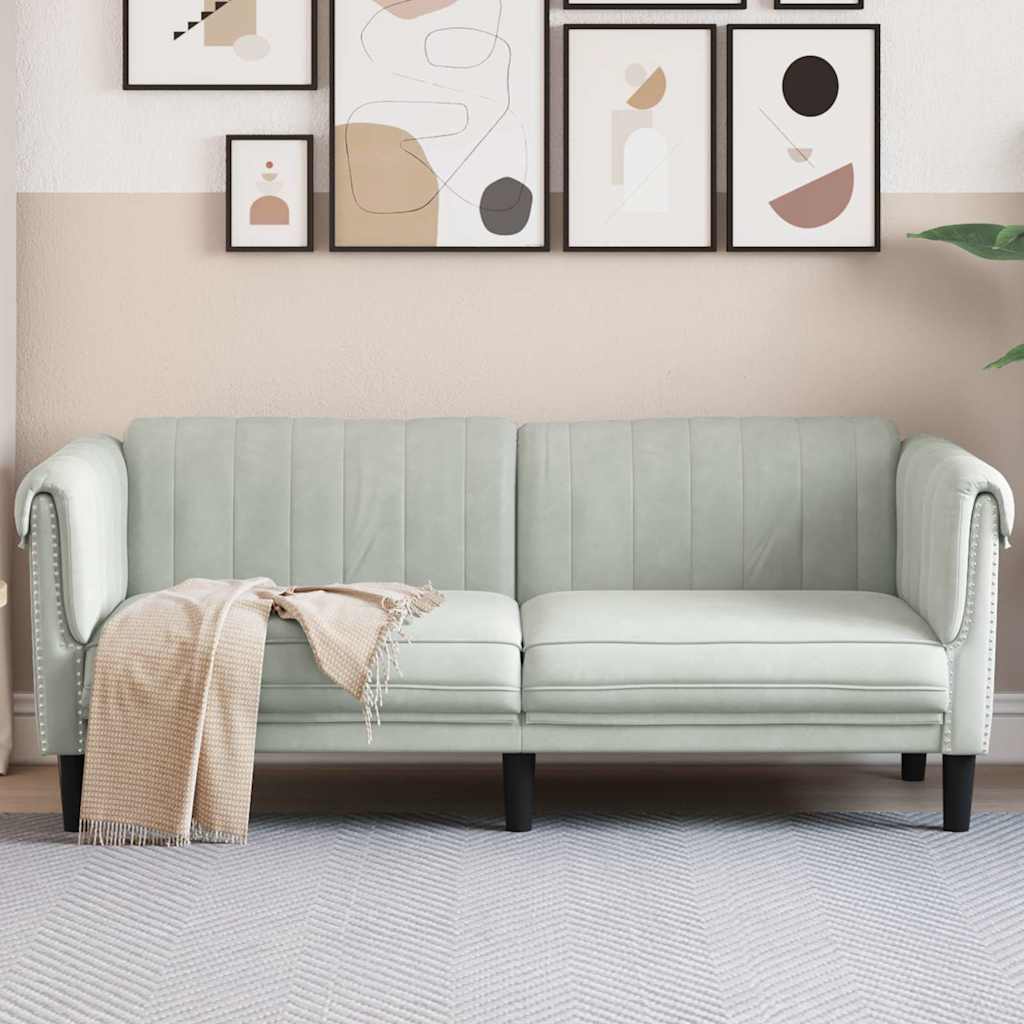 vidaXL Sofa dwuosobowa, jasnoszara, aksamit