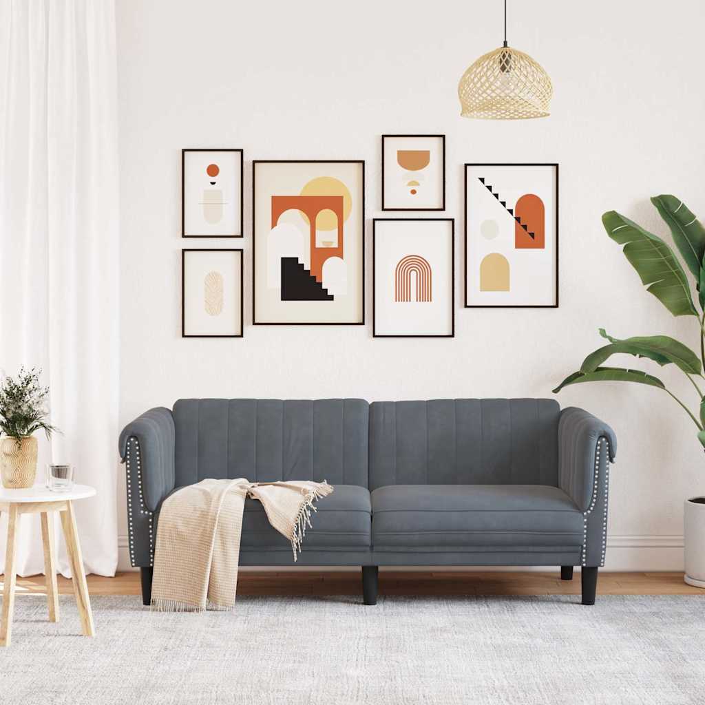 vidaXL Sofa dwuosobowa, ciemnoszara, aksamit
