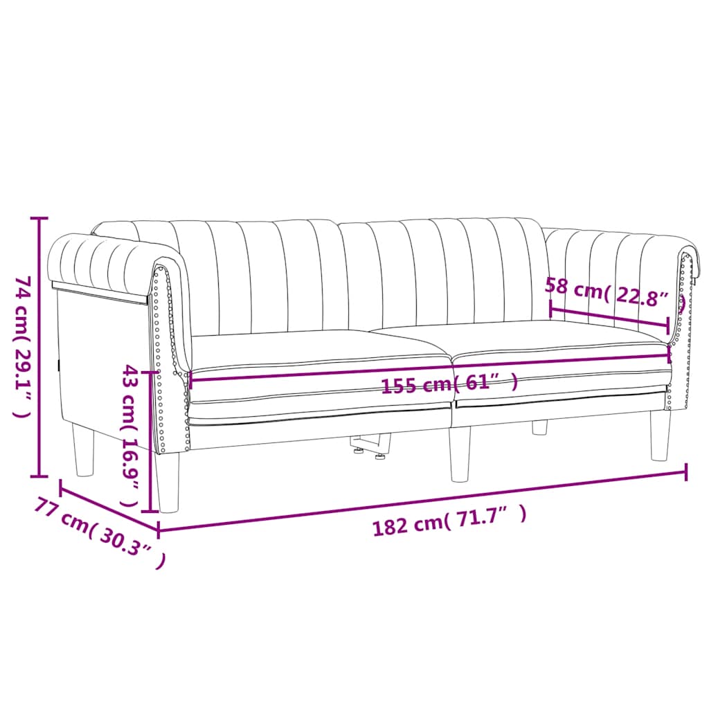 vidaXL Sofa dwuosobowa, ciemnoszara, aksamit