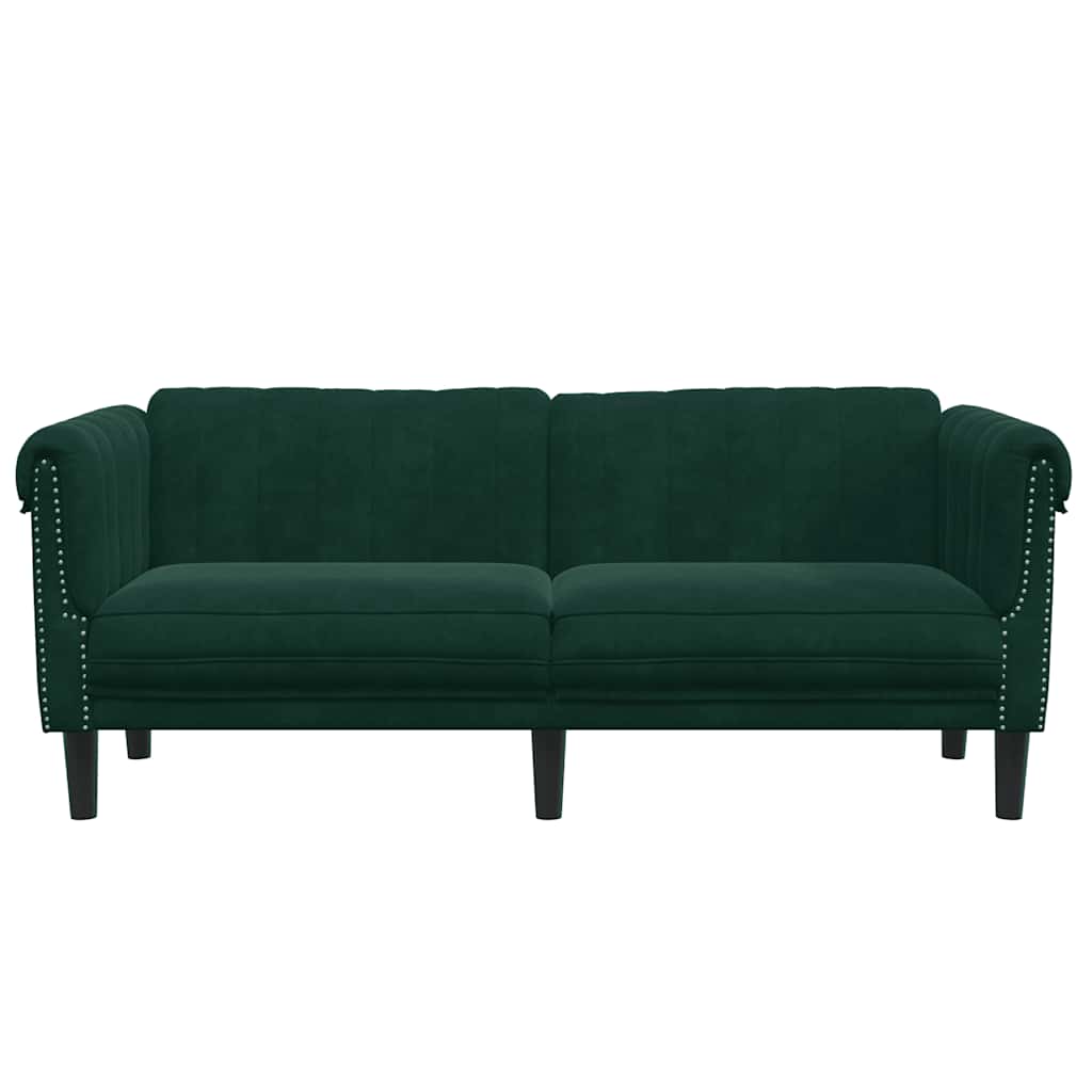 vidaXL Sofa dwuosobowa, ciemnozielona, aksamit