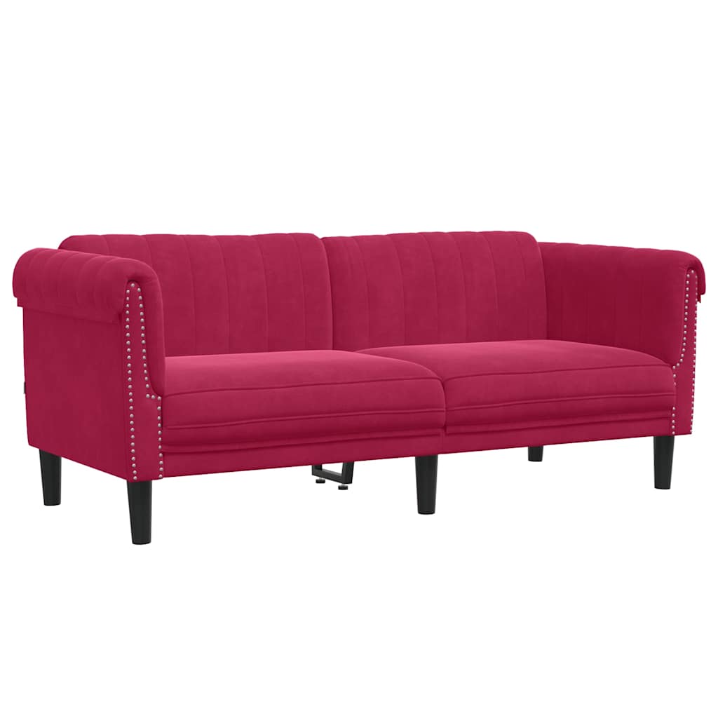 vidaXL Sofa dwuosobowa, winna czerwień, aksamit