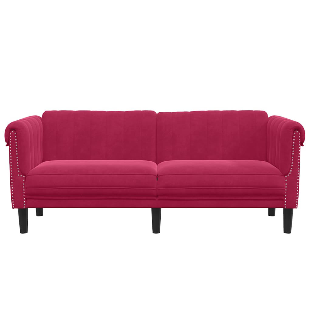 vidaXL Sofa dwuosobowa, winna czerwień, aksamit