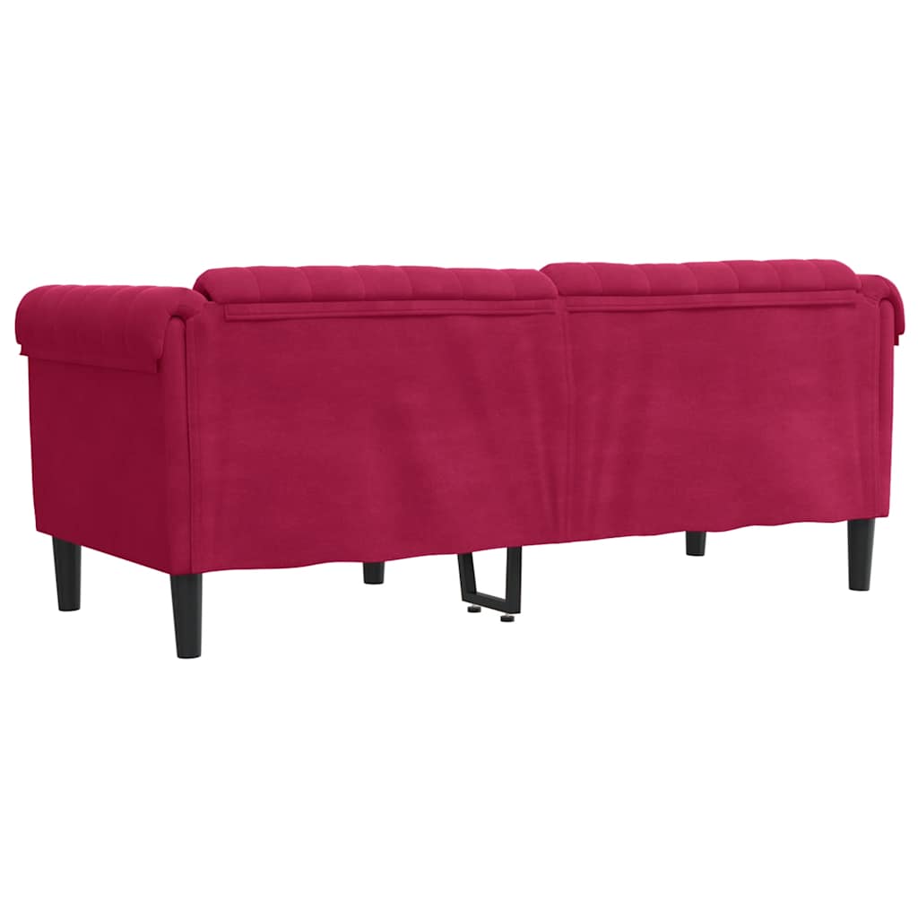 vidaXL Sofa dwuosobowa, winna czerwień, aksamit