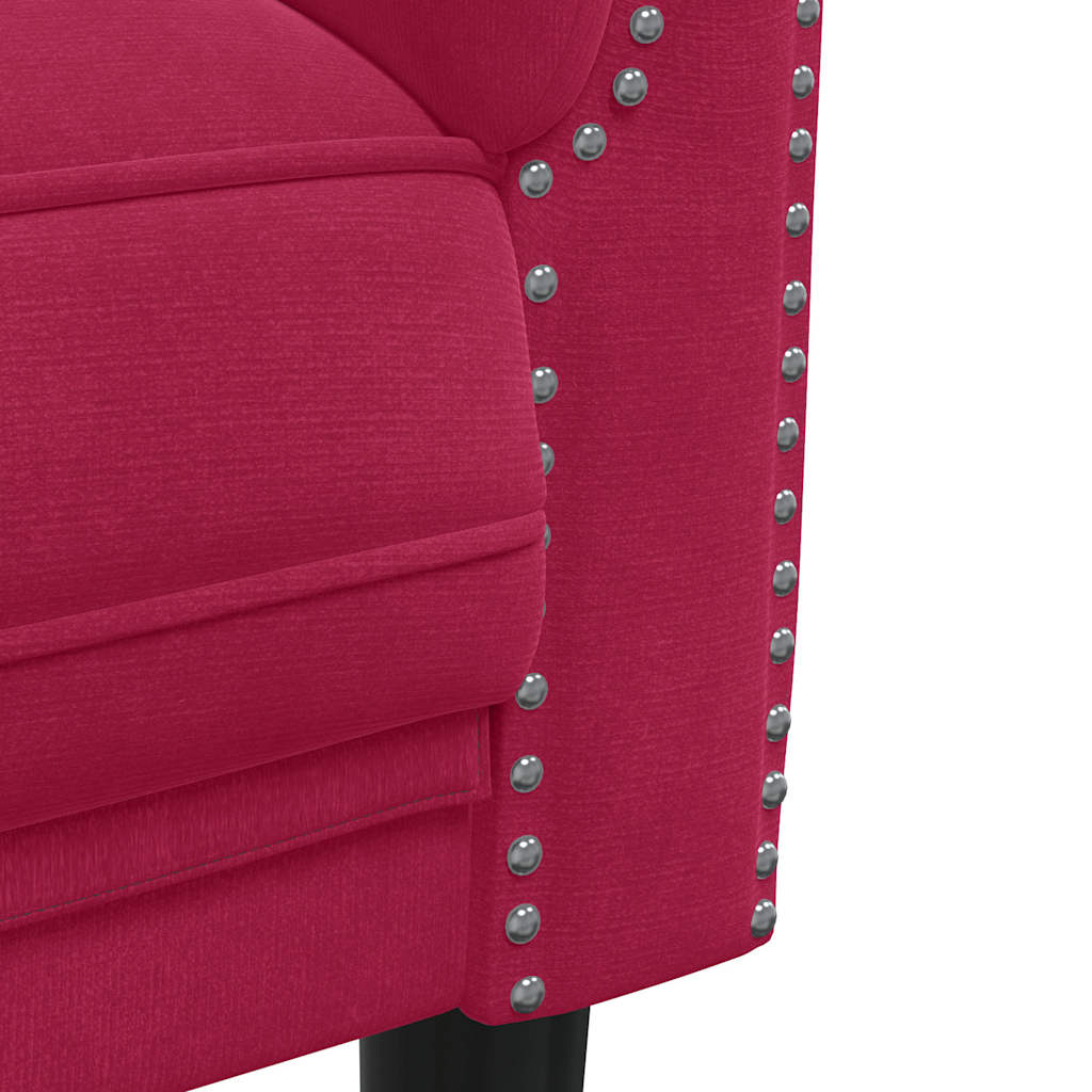vidaXL Sofa dwuosobowa, winna czerwień, aksamit