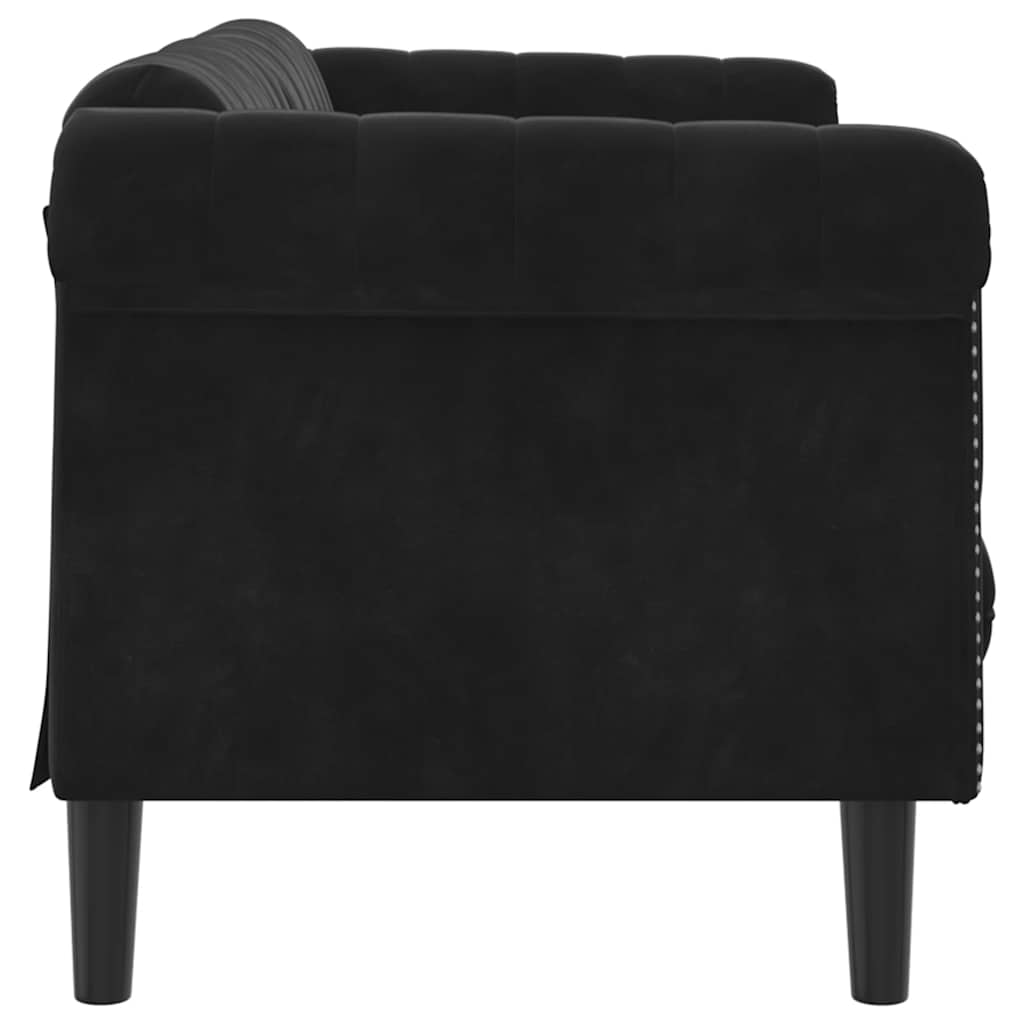 vidaXL Sofa dwuosobowa, czarna, aksamit