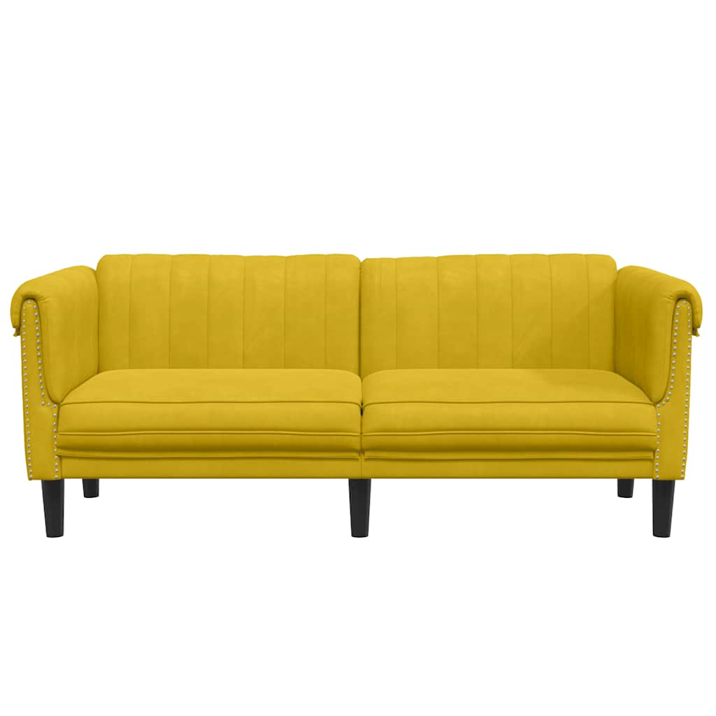 vidaXL Sofa dwuosobowa, żółta, aksamit