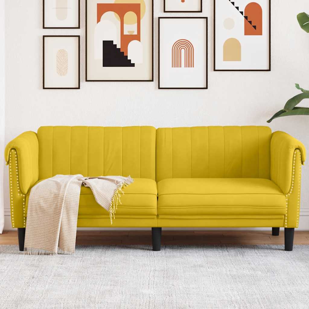 vidaXL Sofa dwuosobowa, żółta, aksamit