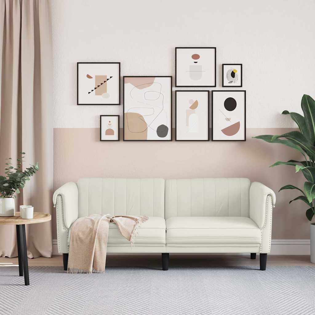 vidaXL Sofa dwuosobowa, kremowa, aksamit