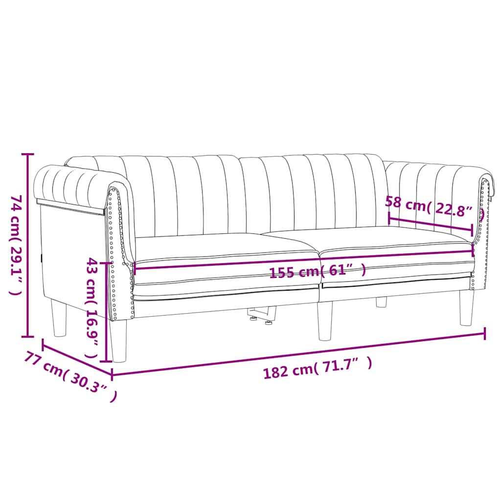 vidaXL Sofa dwuosobowa, kremowa, aksamit