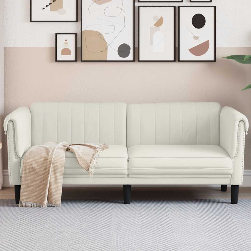 vidaXL Sofa dwuosobowa, kremowa, aksamit