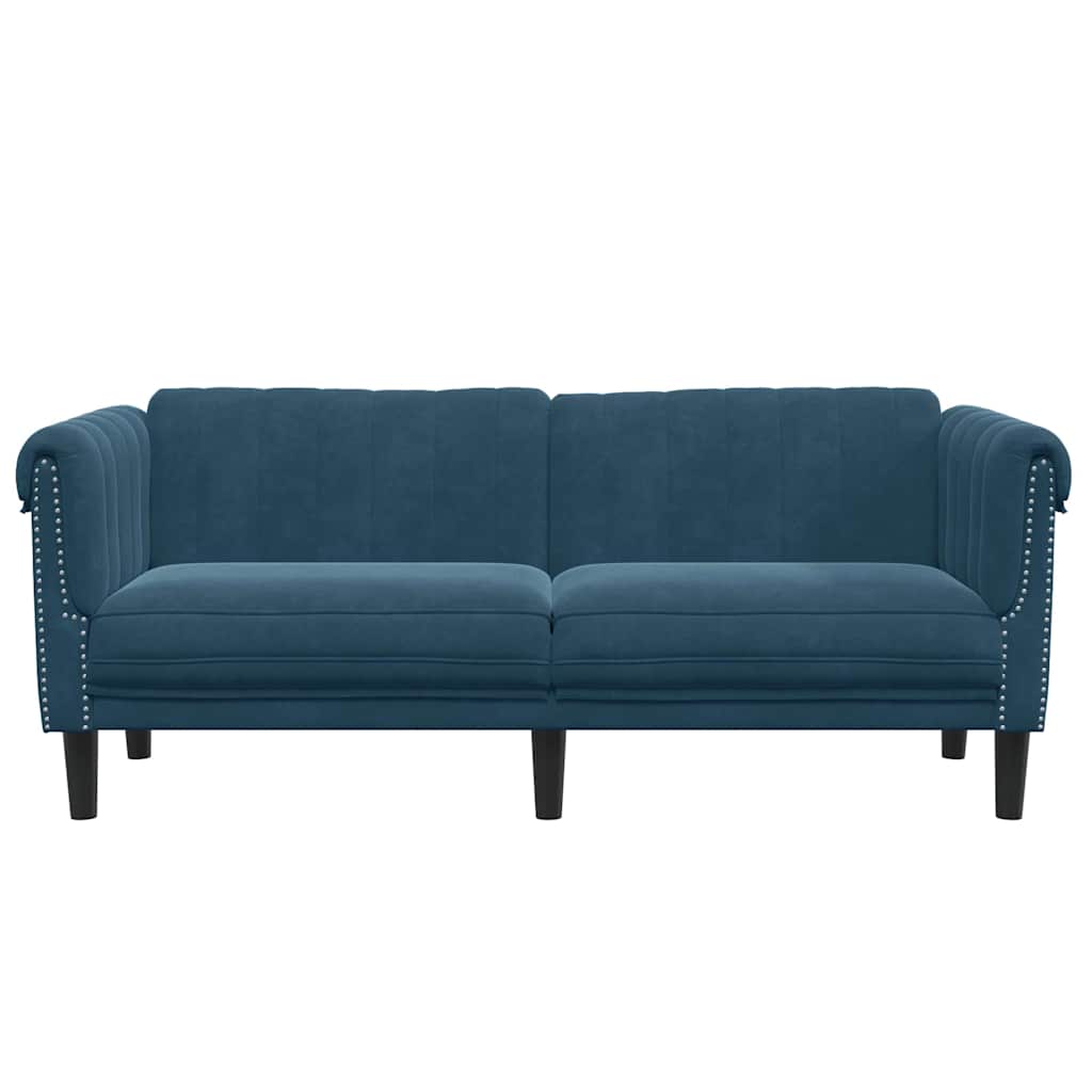 vidaXL Sofa dwuosobowa, niebieska, aksamit