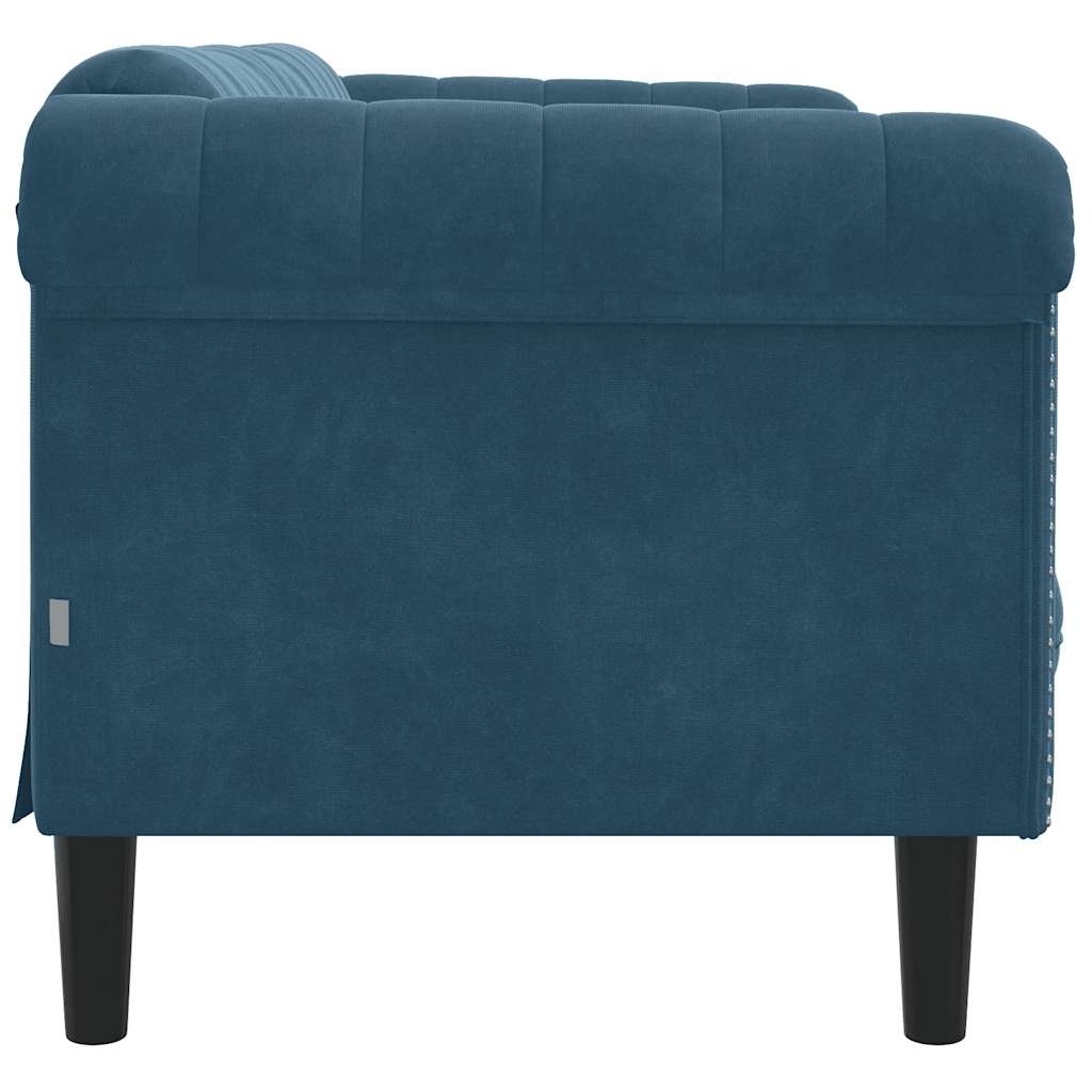vidaXL Sofa dwuosobowa, niebieska, aksamit